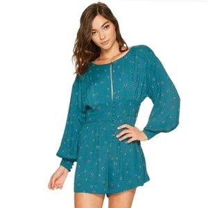 Free People Love Grows Green Combo Romper Size Med